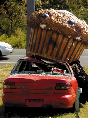 Giant Muffin Crushes Car